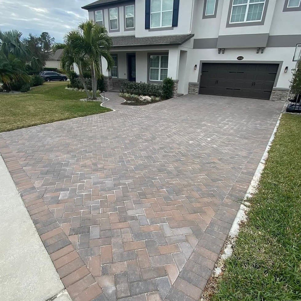 Before and after paver cleaning and sealing in Jacksonville, FL