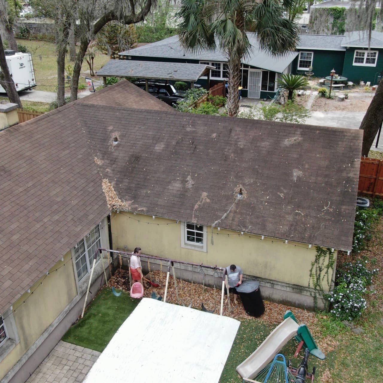 Roof soft wash before and after in Jacksonville, FL