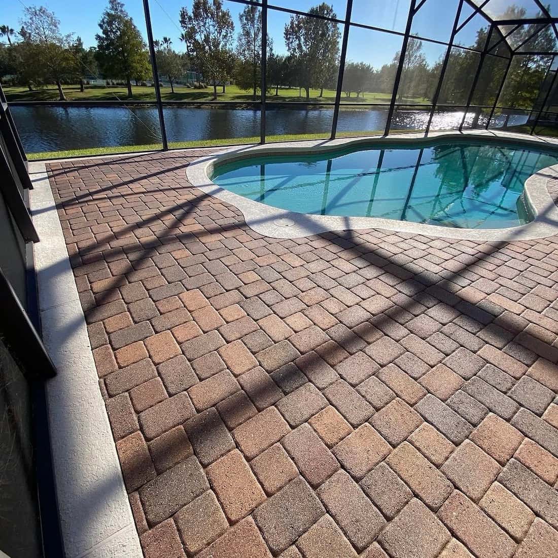 Before and after paver cleaning and sealing in Jacksonville, FL
