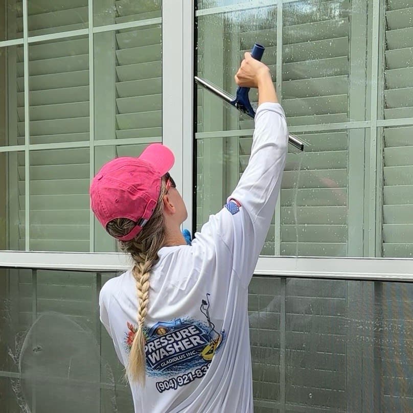 Exterior window washing transformation before and after