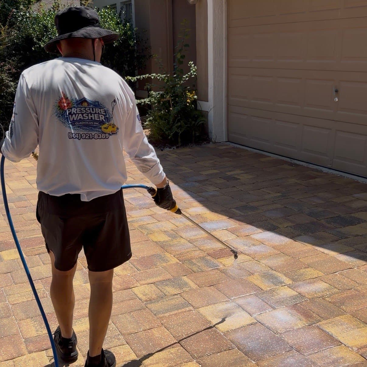 Professional paver sealing in Ponte Vedra, FL with fresh joint sand and wet look finish